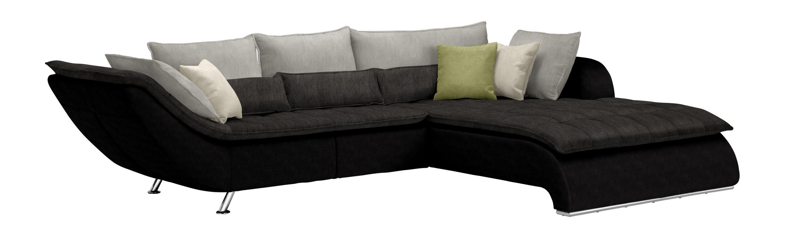 HÖRNSOFFA i grå, svart  - grön/kromfärg, Design, metall/textil (300/220cm) - Livetastic