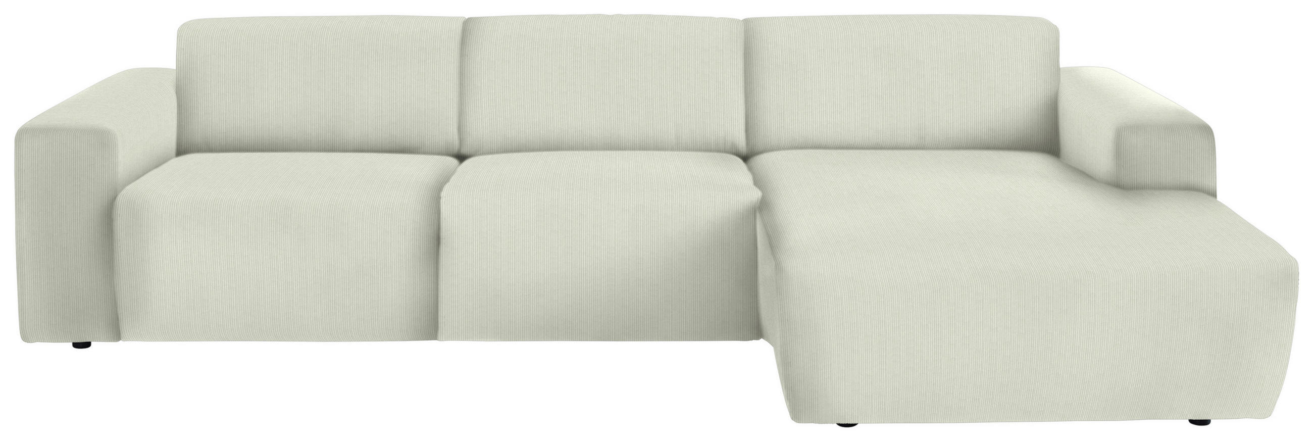 ECKSOFA in Feincord Creme  - Creme/Schwarz, Design, Kunststoff/Textil (301/177cm) - Beldomo Style