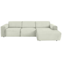 ECKSOFA in Feincord Creme  - Creme/Schwarz, Design, Kunststoff/Textil (301/177cm) - Beldomo Style