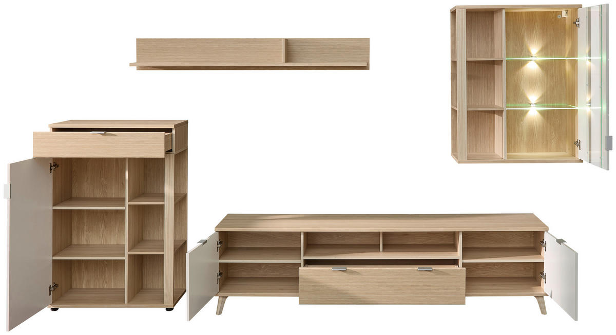 HÄNGEVITRINE Eichefarben, Kaschmir  80/101/38 cm  - Kaschmir/Eichefarben, Basics, Glas/Holzwerkstoff (80/101/38cm) - Stylife