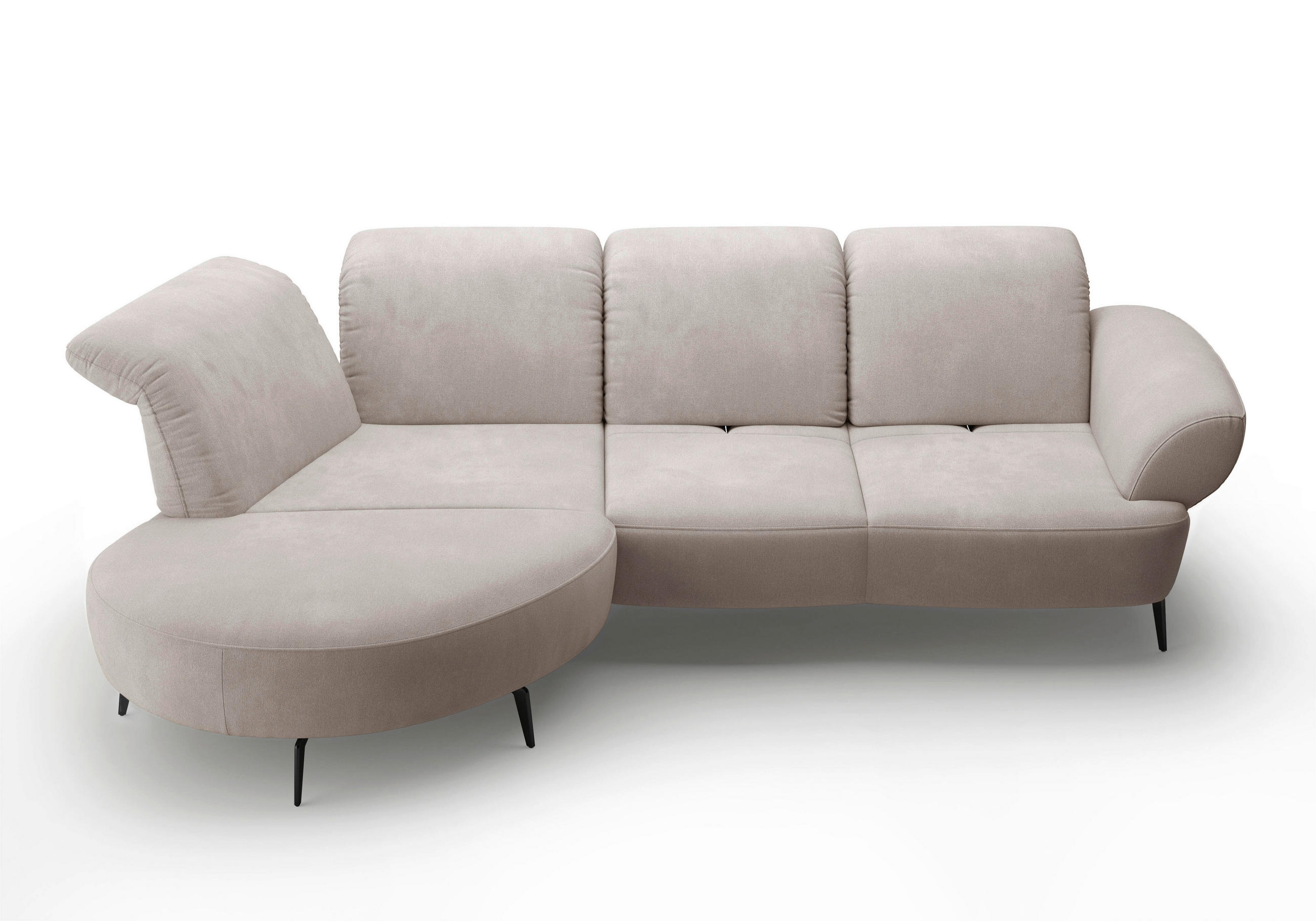 ECKSOFA in Flachgewebe Greige - Greige/Schwarz, Modern, Textil/Metall (208/313cm) - Sit & More