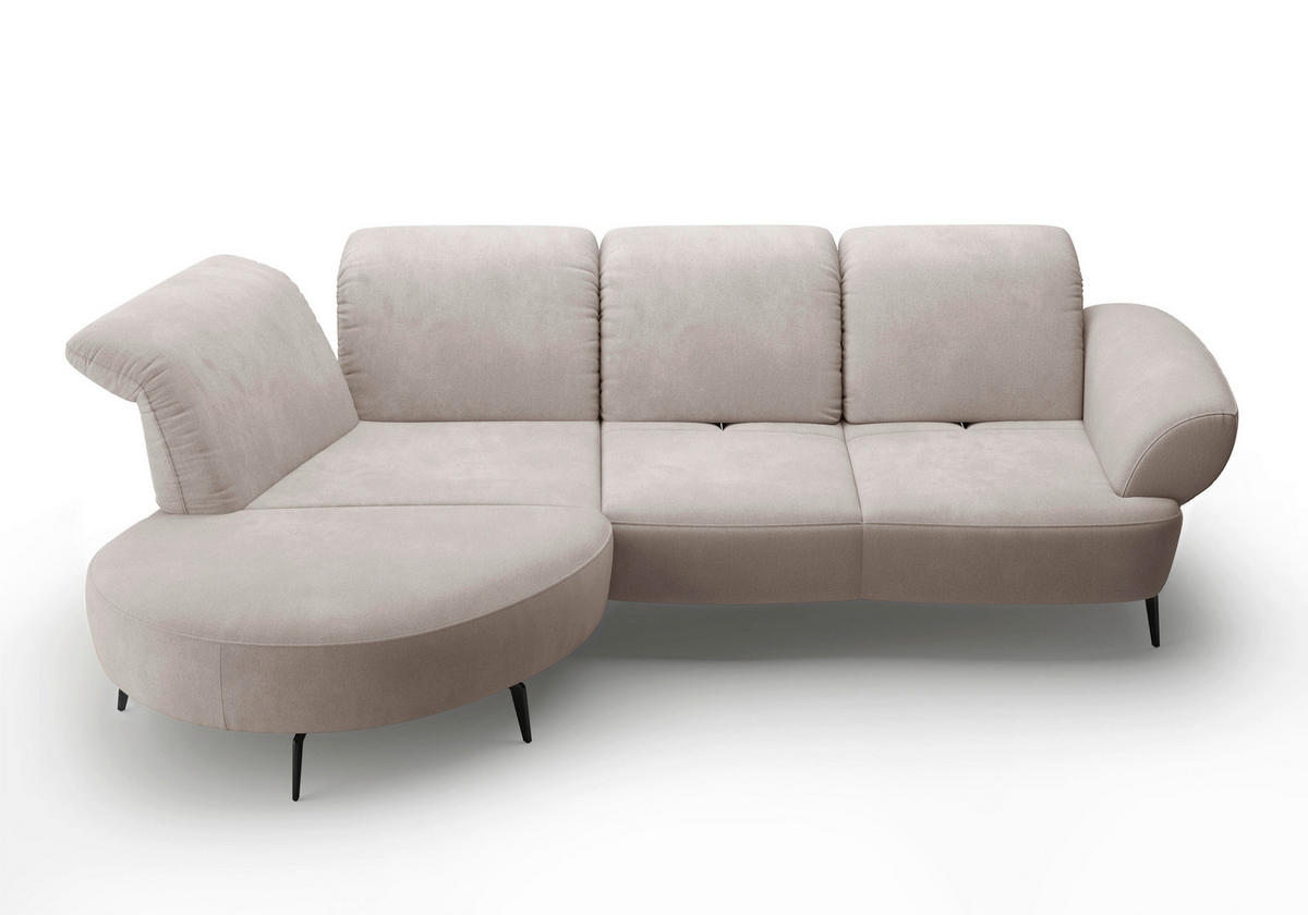 ECKSOFA in Flachgewebe Greige  208/313 cm  - Greige/Schwarz, MODERN, Textil/Metall (208/313cm) - Sit & More