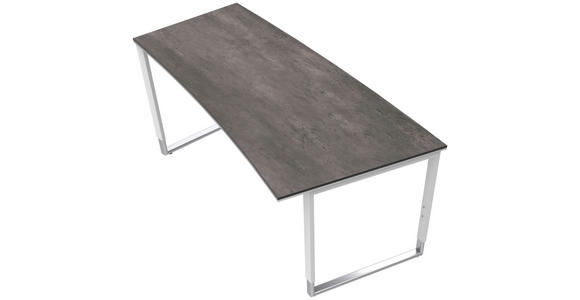 SCHREIBTISCH 200/100/68-82 cm  in Grau, Weiß, Alufarben  - Alufarben/Weiß, Design, Holzwerkstoff/Metall (200/100/68-82cm) - Moderano