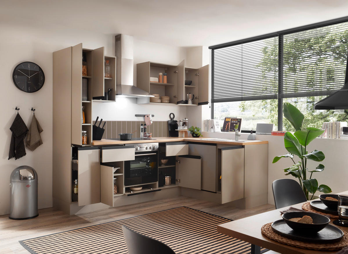 ECKKÜCHE 250/175 cm  in Seidengrau  - Eichefarben/Seidengrau, Trend, Holzwerkstoff/Metall (250/175cm) - P & B