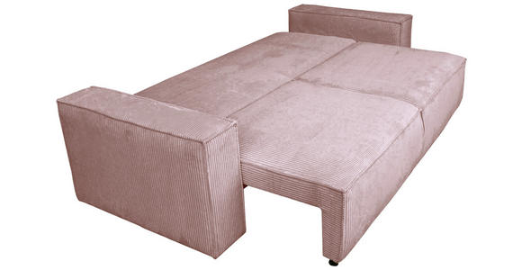SCHLAFSOFA mit Liegefunktion, Schlafen auf Sitzhöhe, Rücken echt Cord Altrosa - Schwarz/Altrosa, KONVENTIONELL, Kunststoff/Textil (240/89/100cm) - Carryhome