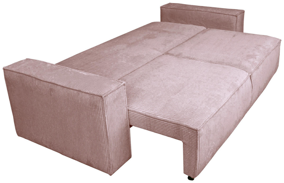 SCHLAFSOFA  mit Liegefunktion, Schlafen auf Sitzhöhe, Rücken echt Cord Altrosa  - Schwarz/Altrosa, KONVENTIONELL, Kunststoff/Textil (240/89/100cm) - Carryhome