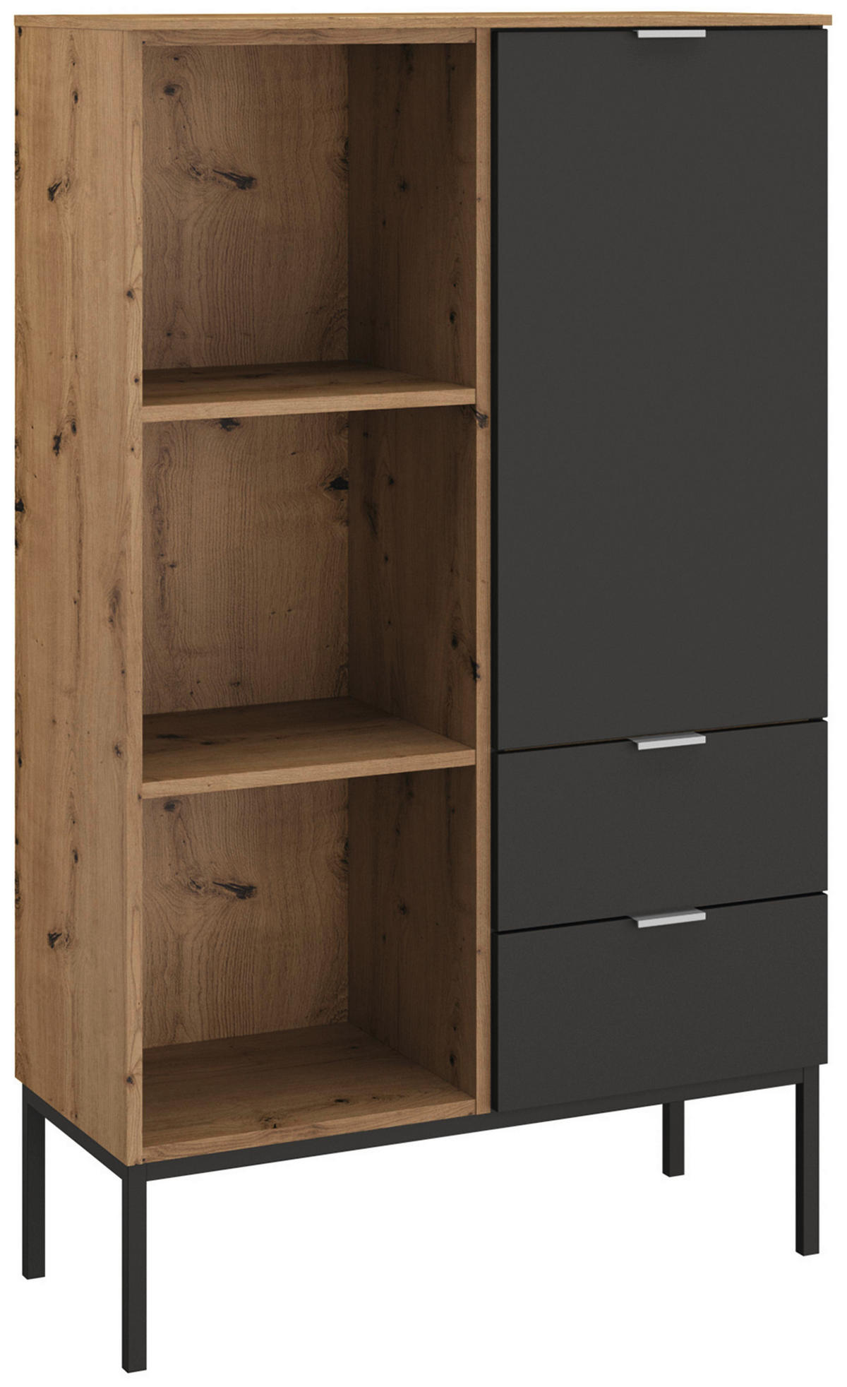 HIGHBOARD  in 80/138/42 cm  - Alufarben/Graphitfarben, Design, Holzwerkstoff/Metall (80/138/42cm) - Stylife