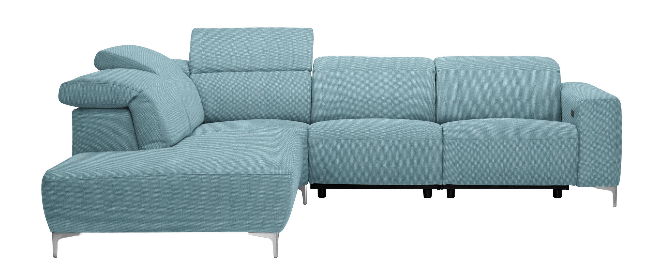 ECKSOFA Hellblau Flachgewebe  - Hellblau, Design, Textil/Metall (238/290cm) - Pure Home Lifestyle