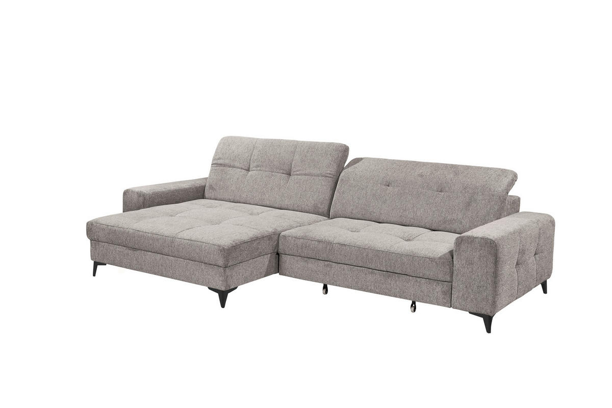 ECKSOFA Mikrovelours Taupe  - Taupe/Schwarz, Design, Kunststoff/Textil (182/328cm) - MID.YOU