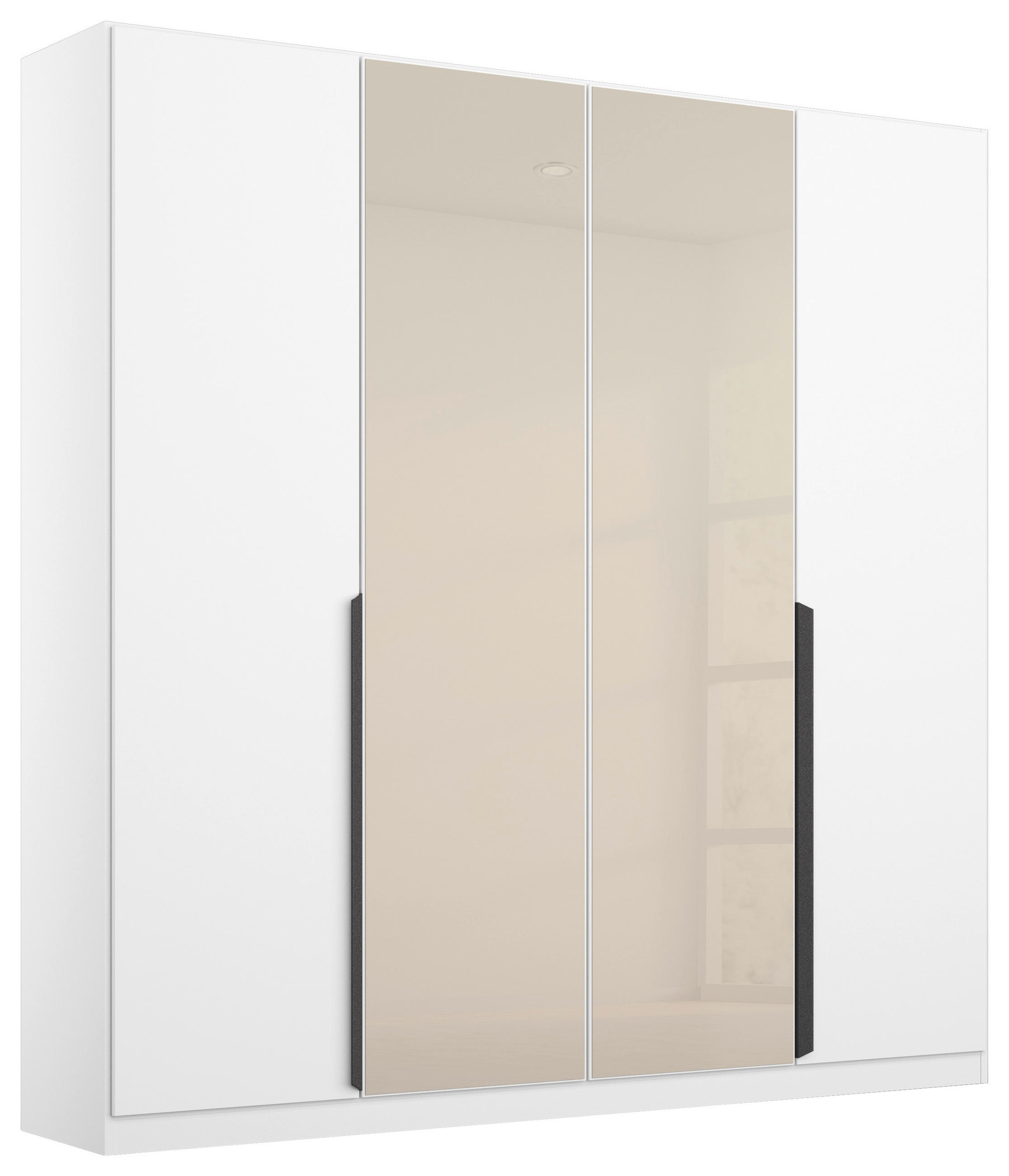 DREHTÜRENSCHRANK 181/210/54 cm,  in Weiß, Champagner, 4 Tür(en)  - Champagner/Weiß, MODERN, Glas/Holzwerkstoff (181/210/54cm) - Rauch Möbel