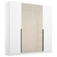 DREHTÜRENSCHRANK 181/210/54 cm,  in Weiß, Champagner, 4 Tür(en)  - Champagner/Weiß, MODERN, Glas/Holzwerkstoff (181/210/54cm) - Rauch Möbel
