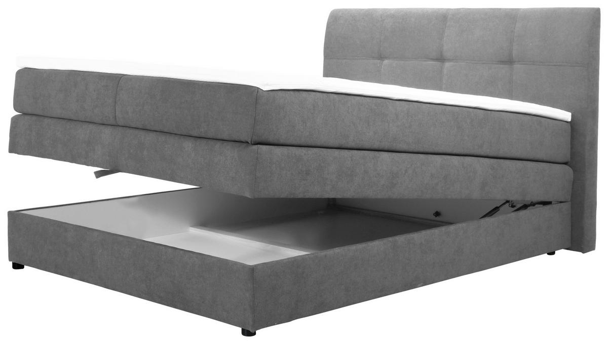 BOXSPRINGBETT 90/200 cm  in Hellgrau  - Hellgrau/Schwarz, MODERN, Holz/Kunststoff (90/200cm) - MID.YOU