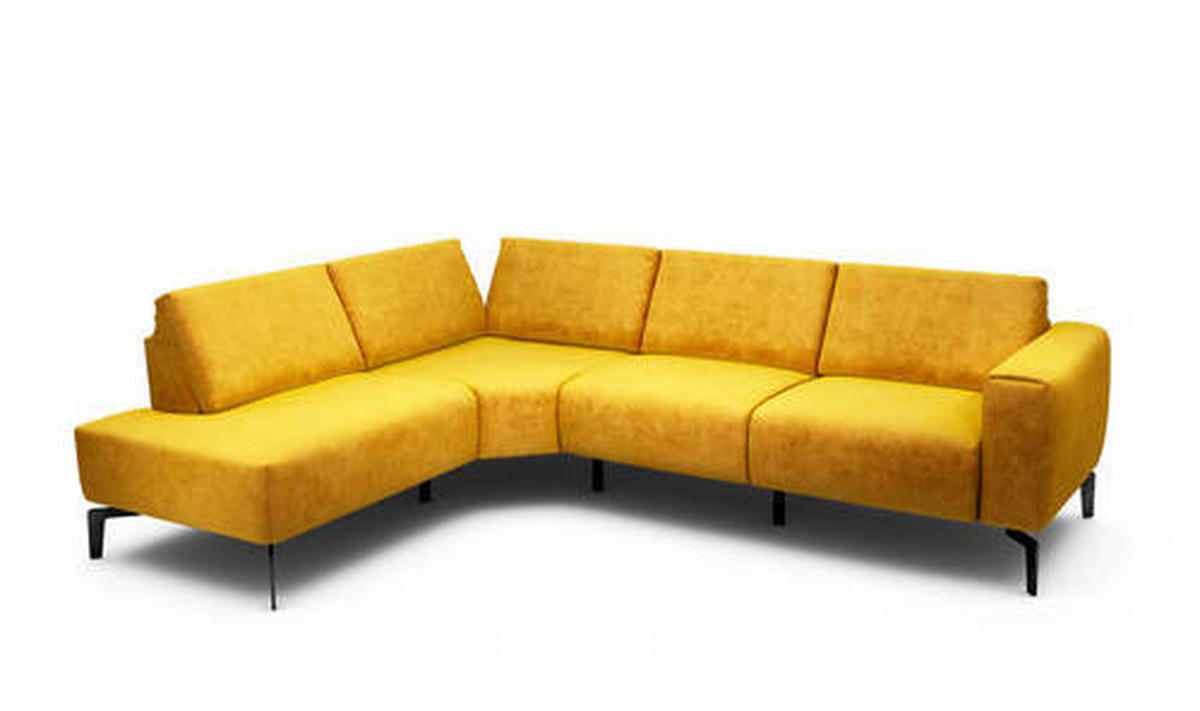 ECKSOFA Cosy Gelb Samt  - Gelb/Schwarz, Design, Textil/Metall (193/256cm) - SENSOO