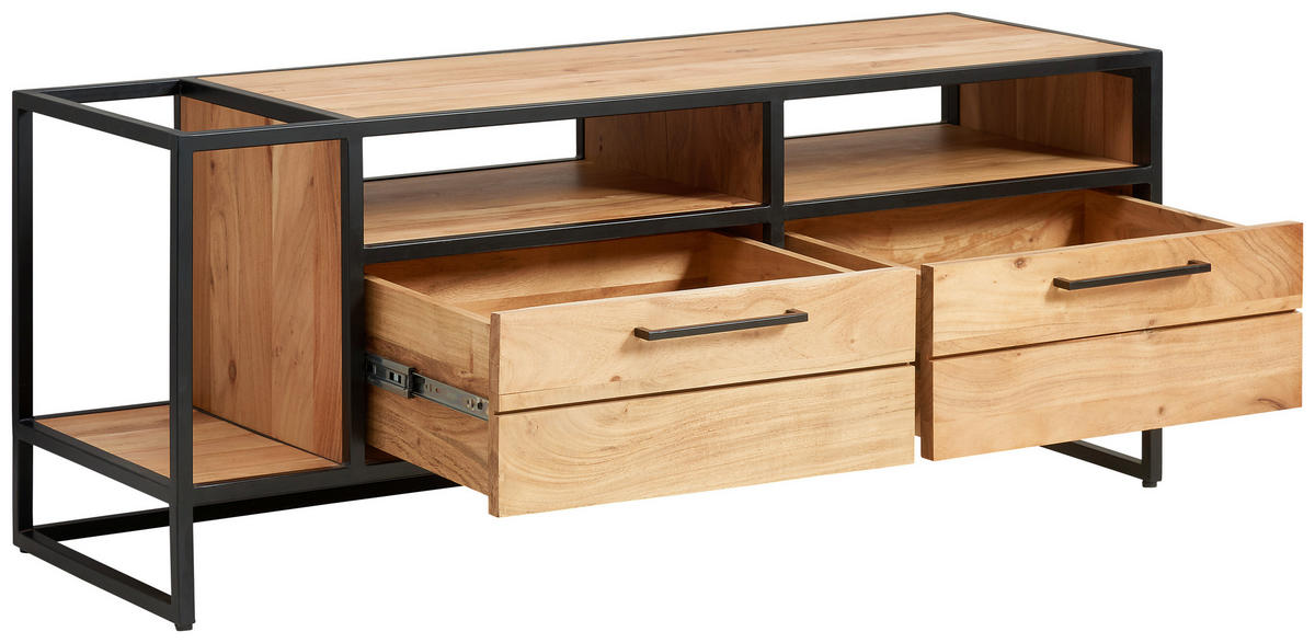LOWBOARD Urban Garden 2.0  in 135/54/47 cm  - Schwarz/Honig, Design, Holz/Metall (135/54/47cm) - MID.YOU