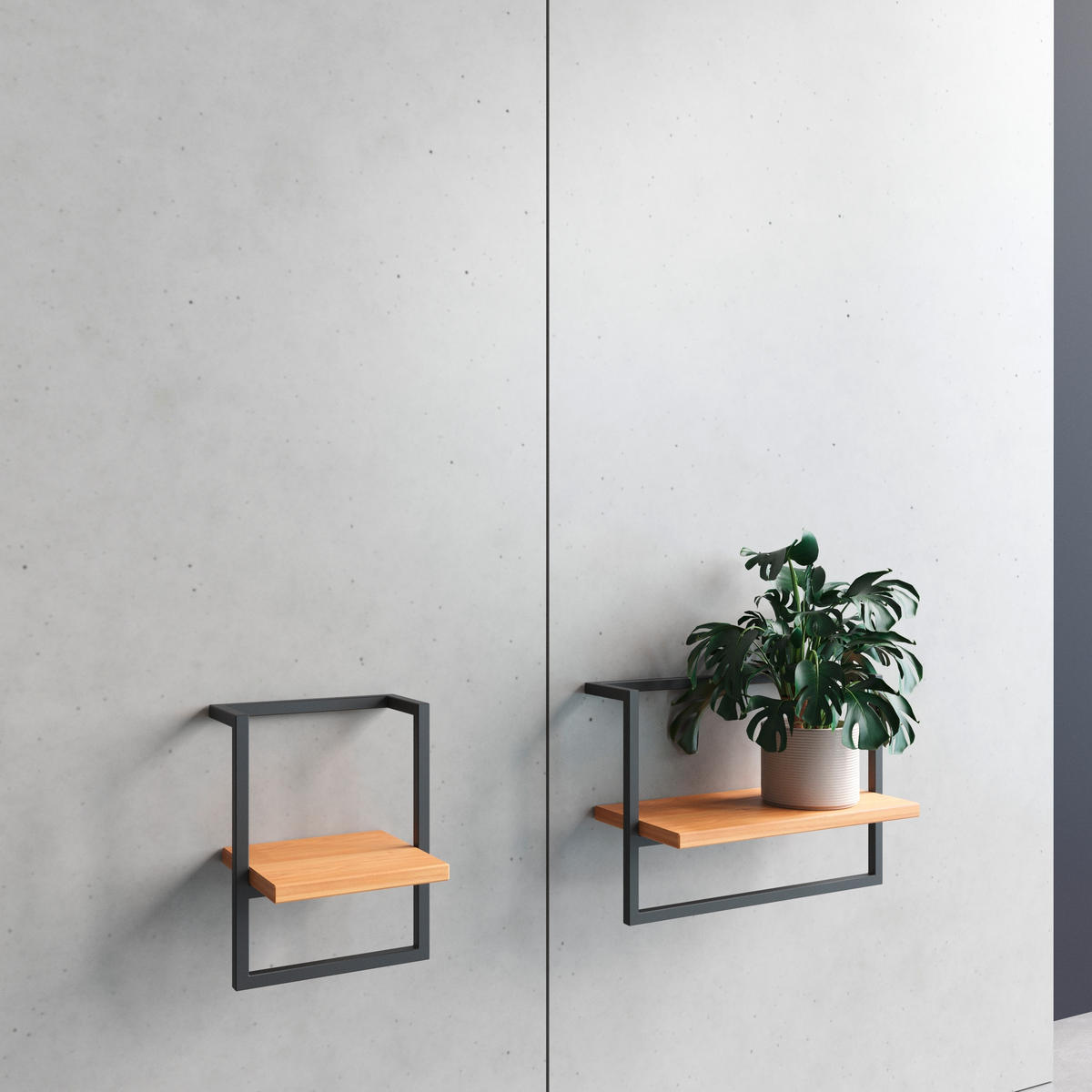 WANDREGAL  - Schwarz, Design, Holz/Metall (23/20/30cm)