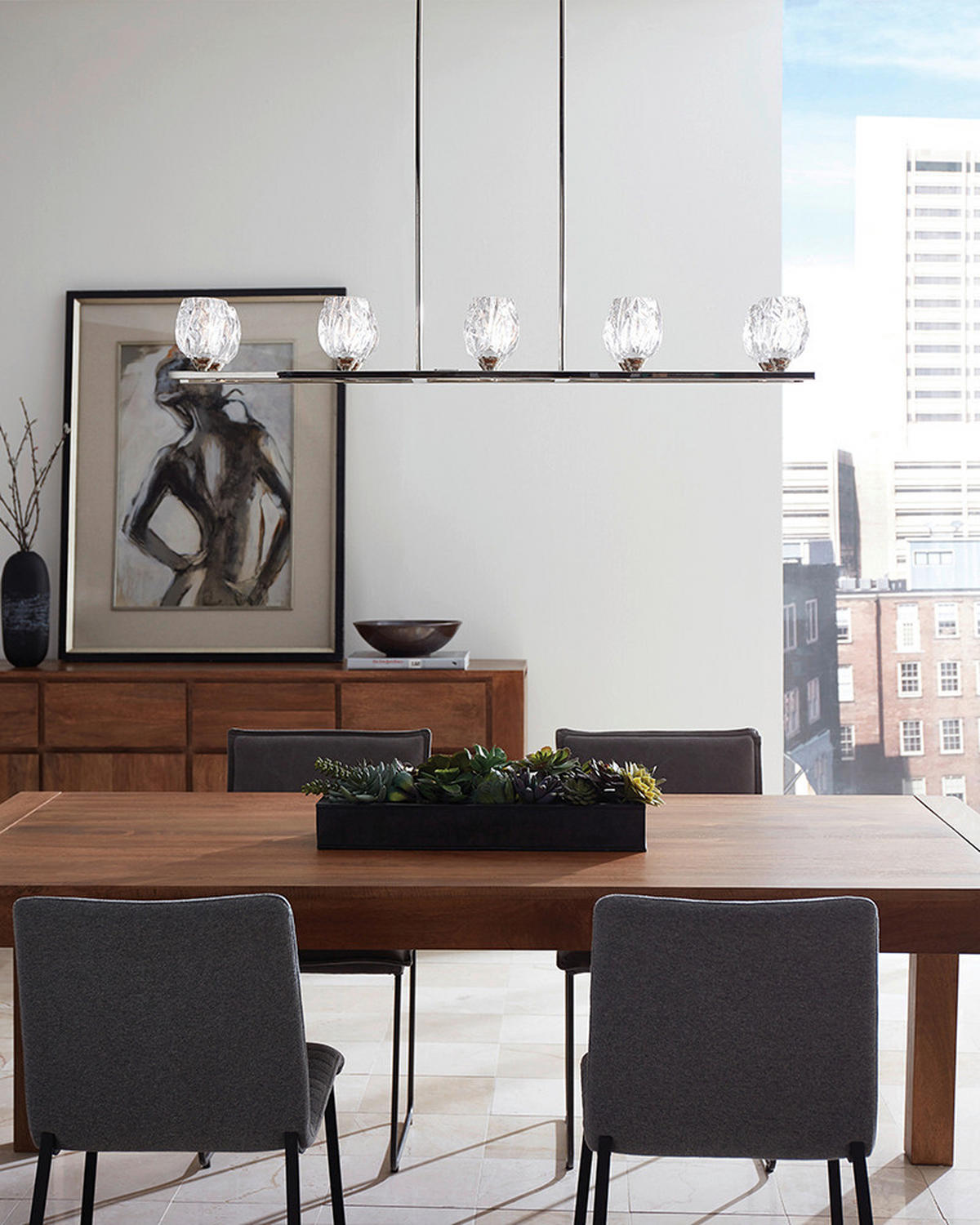 KRONLEUCHTER  123.8 /39.4/25.7 cm   - Nickelfarben, Konventionell, Glas/Metall (123.8 /39.4/25.7cm) - Elstead Lighting