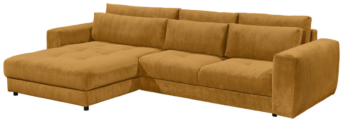 ECKSOFA in Cord Gelb  - Gelb/Schwarz, Konventionell, Holzwerkstoff/Kunststoff (194/333cm) - MID.YOU