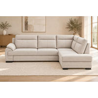 ECKSOFA ALTONA in Flachgewebe Sandfarben  - Sandfarben/Schwarz, Basics, Holz/Holzwerkstoff (268/207cm) - Livetastic