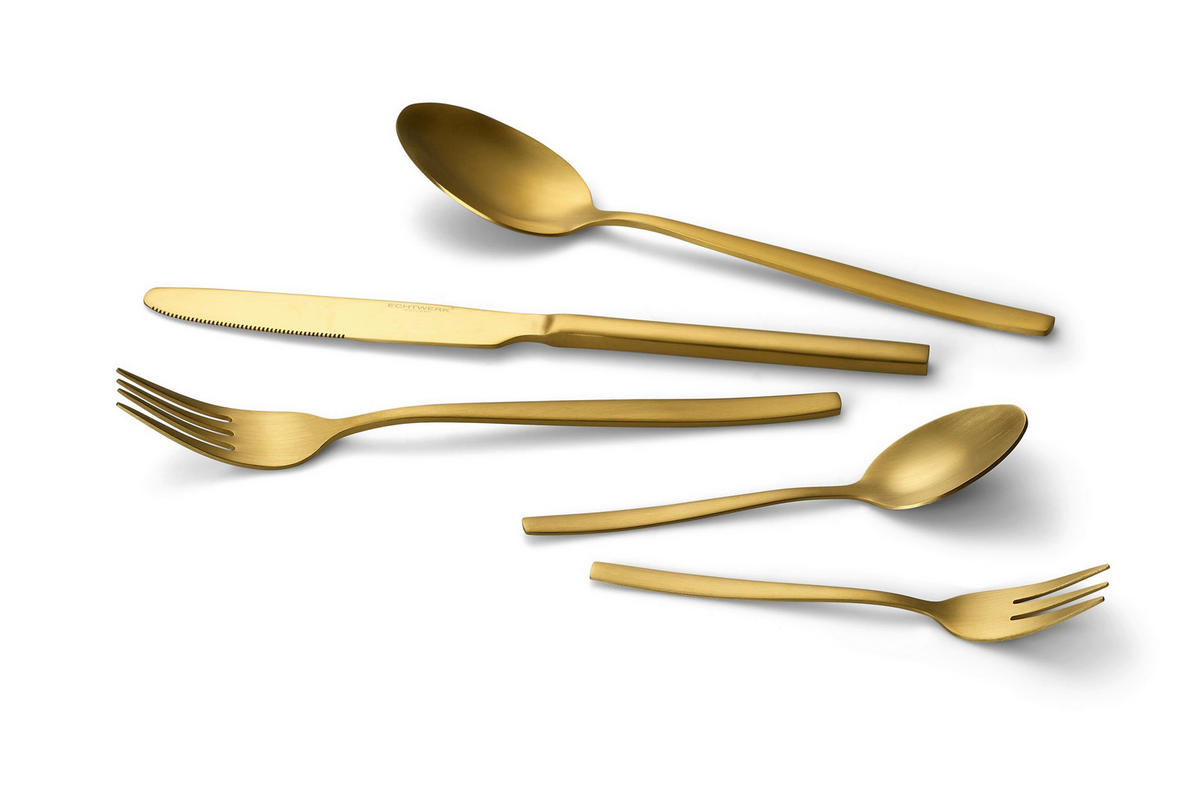 BESTECKSET 30-teilig Edelstahl  - Goldfarben, Trend, Metall - Echtwerk