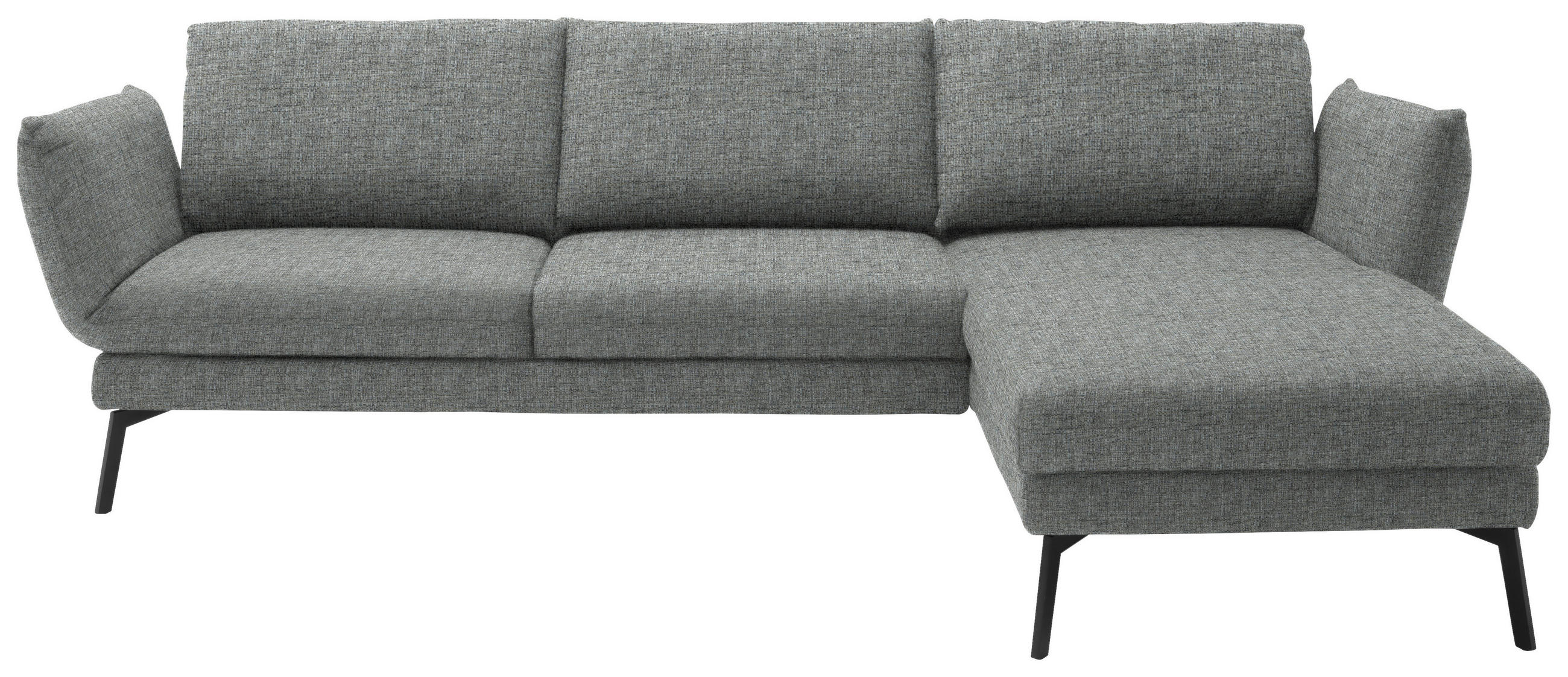ECKSOFA in Flachgewebe Hellgrau  277/175 cm  - Hellgrau/Schwarz, Design, Textil/Metall (277/175cm) - Schöner Wohnen