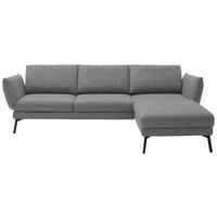 ECKSOFA in Flachgewebe Hellgrau  277/175 cm  - Hellgrau/Schwarz, Design, Textil/Metall (277/175cm) - Schöner Wohnen