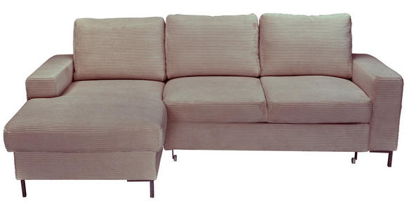 ECKSOFA Taupe Cord  - Taupe/Schwarz, KONVENTIONELL, Textil/Metall (150/240cm) - Carryhome