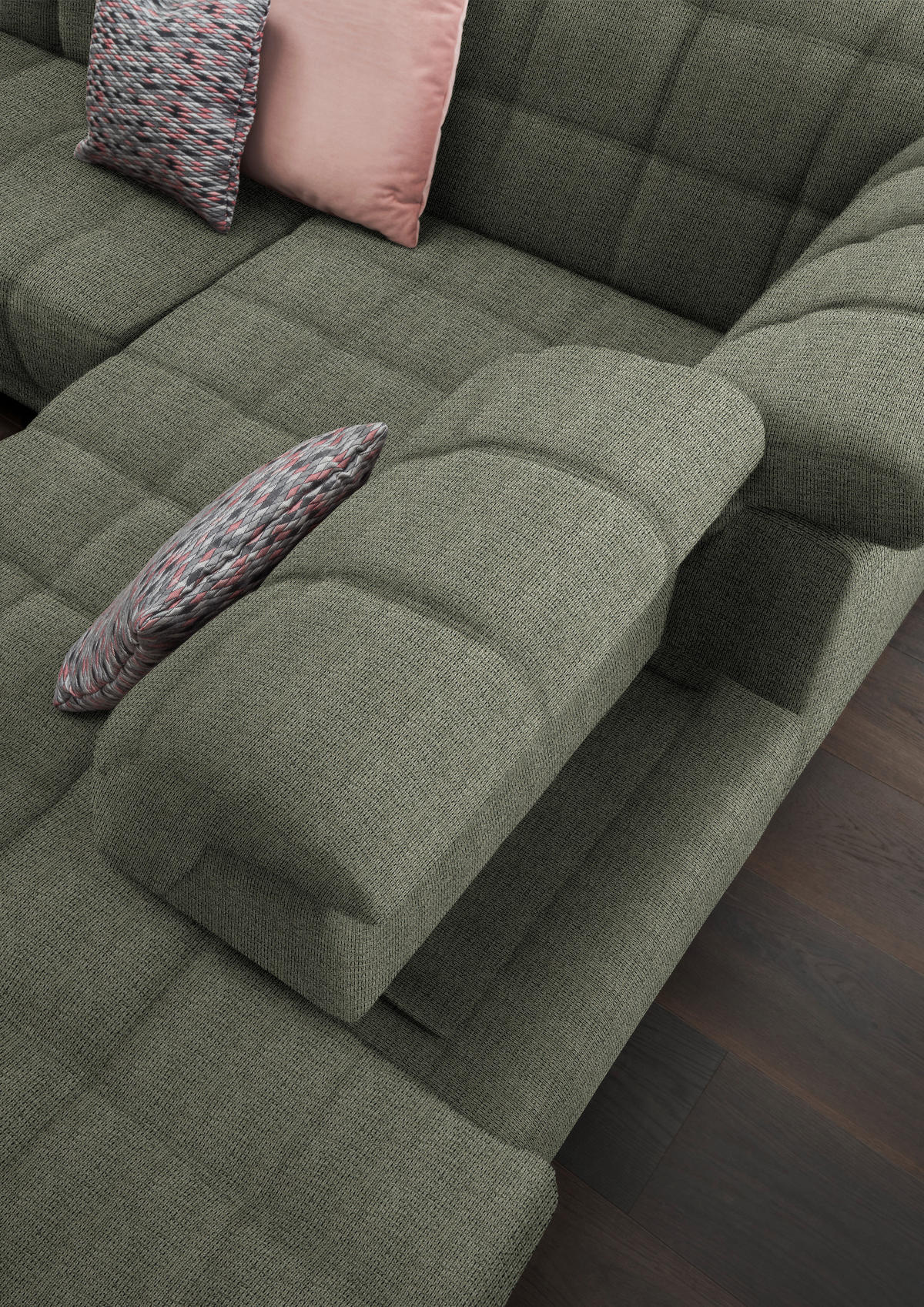 ECKSOFA in Webstoff Grün  - Schwarz/Grün, Design, Holz/Textil (302/216cm) - Xora