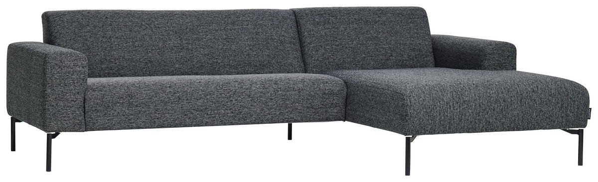 ECKSOFA in Flachgewebe Anthrazit  - Anthrazit/Schwarz, Design, Textil/Metall (264/168cm) - Johann Jakob