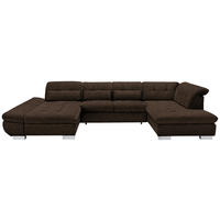 WOHNLANDSCHAFT in Mikrofaser Braun  - Chromfarben/Braun, Design, Kunststoff/Textil (204/350/211cm) - Xora