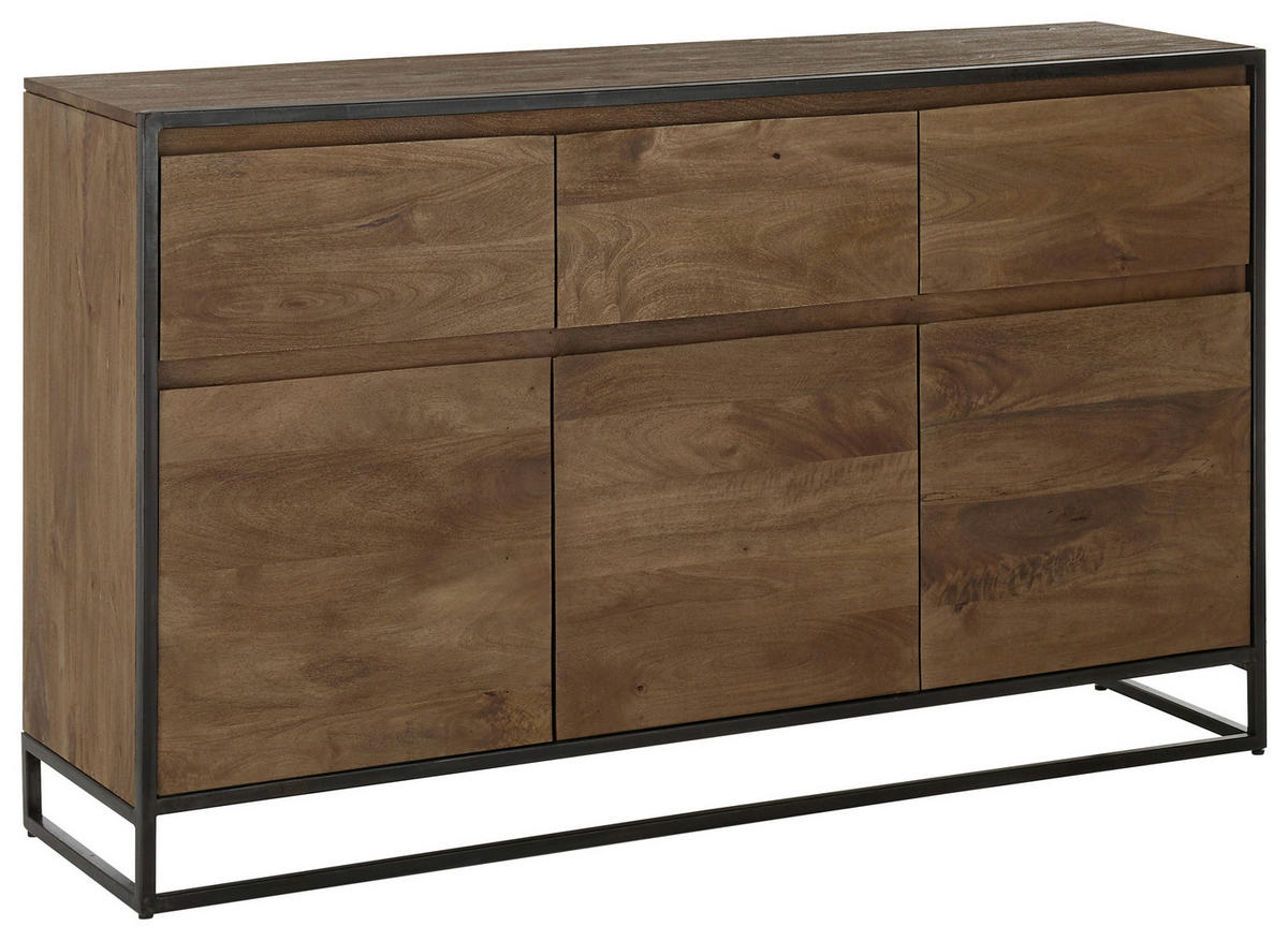 SIDEBOARD 160/93/40 cm  - valnötsfärgad/svart, Lifestyle, metall/trä (160/93/40cm) - MID.YOU