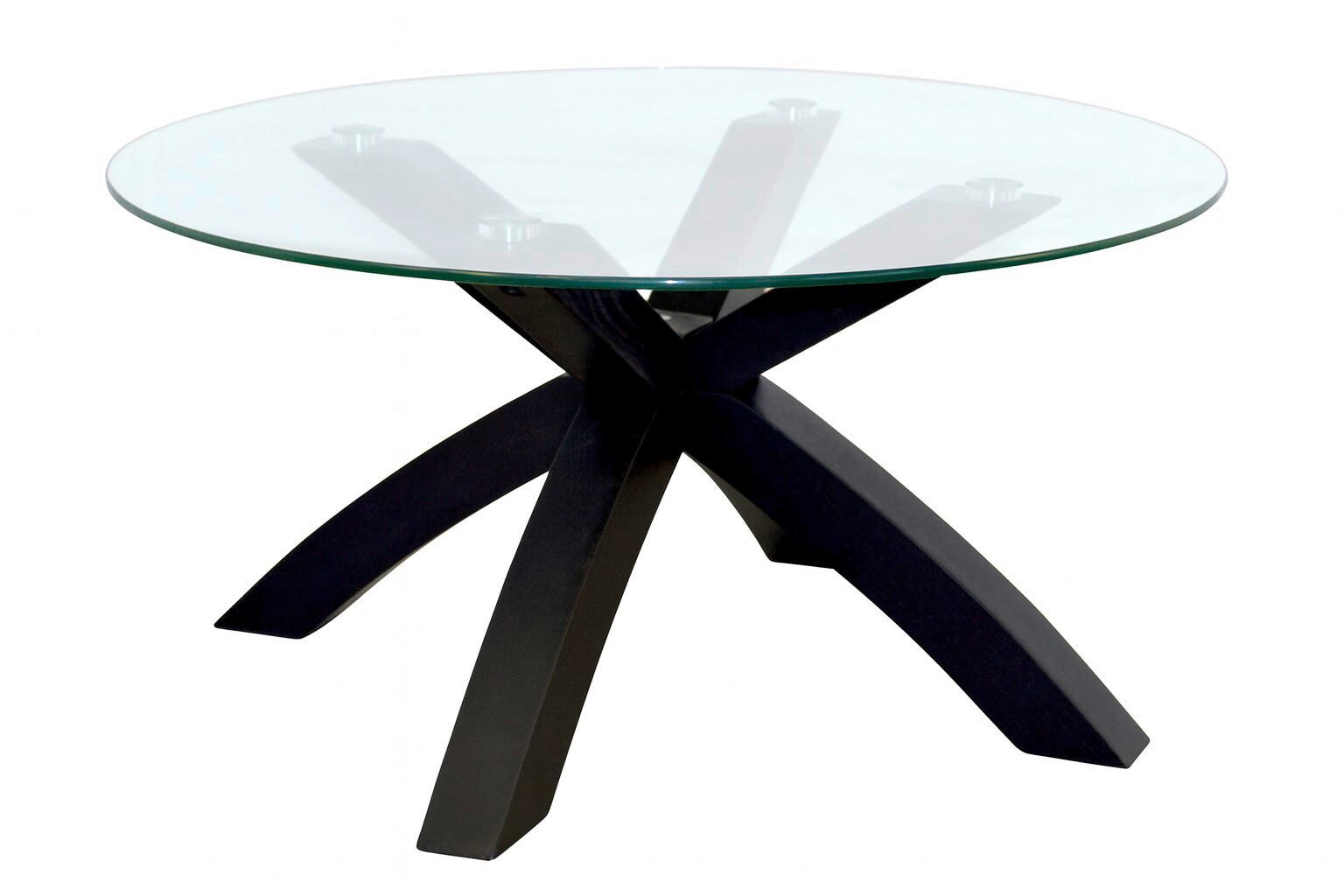 COUCHTISCH Eiche massiv ESG, Klarglas 80/80/40 cm rund Schwarz  - Schwarz, Design, Glas/Holz (80/80/40cm) - MID.YOU