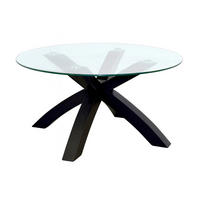 COUCHTISCH Eiche massiv ESG, Klarglas 80/80/40 cm rund Schwarz  - Schwarz, Design, Glas/Holz (80/80/40cm) - MID.YOU