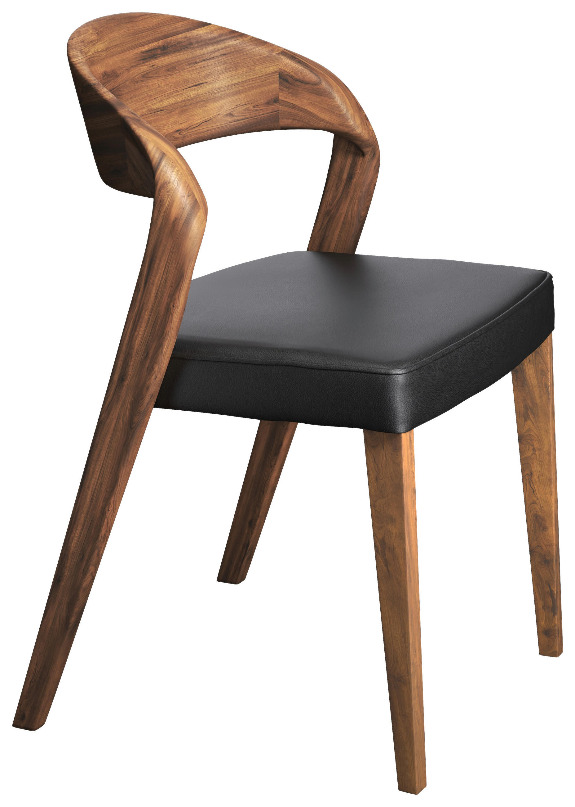STUHL  Lederauswahl, Stoffauswahl  Kombination Echtleder/Lederlook  Schwarz, Nussbaumfarben  - Alteiche/Nussbaumfarben, Design, Leder/Holz (54/82/57cm) - Voglauer