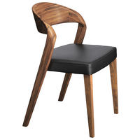 STUHL  Lederauswahl, Stoffauswahl  Kombination Echtleder/Lederlook  Schwarz, Nussbaumfarben  - Alteiche/Nussbaumfarben, Design, Leder/Holz (54/82/57cm) - Voglauer