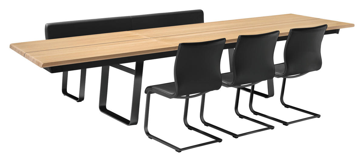 ESSTISCH in Holz, Metall 225-345/100/75 cm  - Eiche Bianco/Schwarz, Design, Holz/Metall (225-345/100/75cm) - TEAM 7