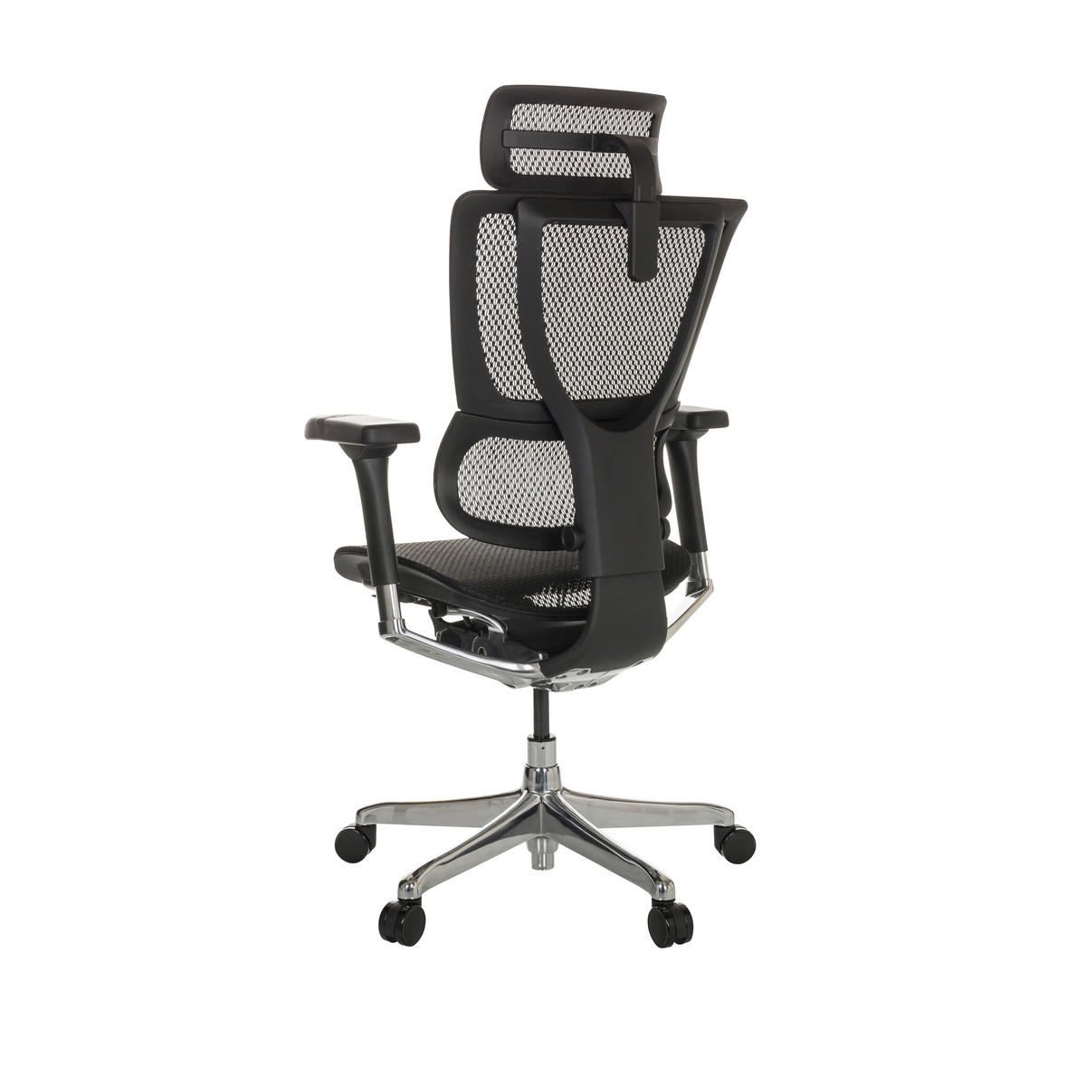 DREHSTUHL Netz Schwarz  - Silberfarben/Schwarz, Basics, Kunststoff/Textil (69/116-138/66cm) - MID.YOU