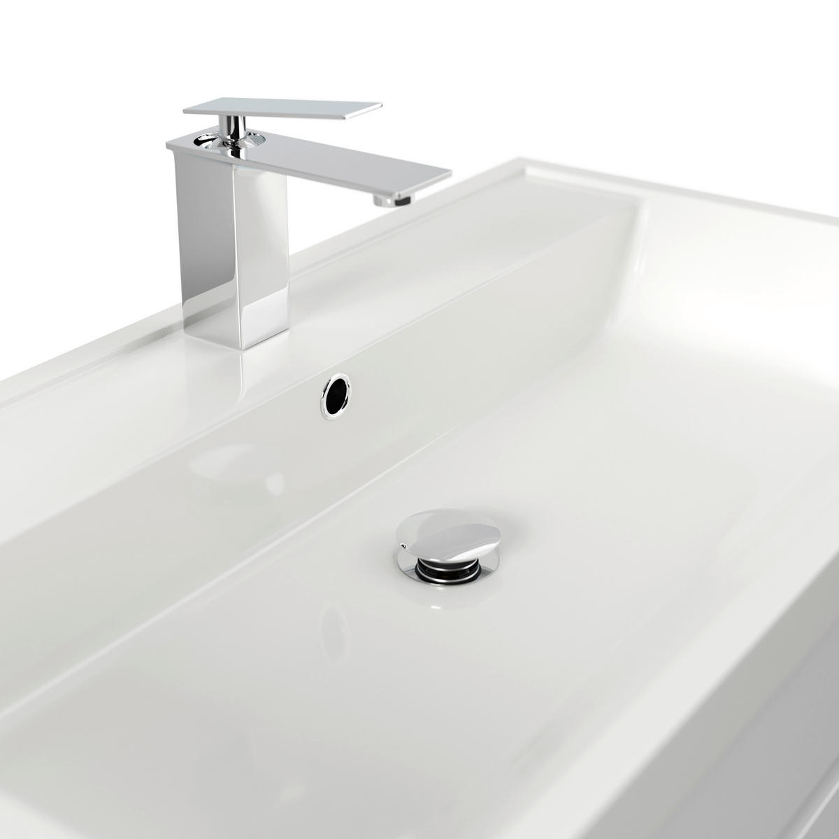 SKŘÍŇKA S UMYVADLEM,  - vysoce lesklá bílá, Trend, kompozitní dřevo/plast (80cm) - MID.YOU