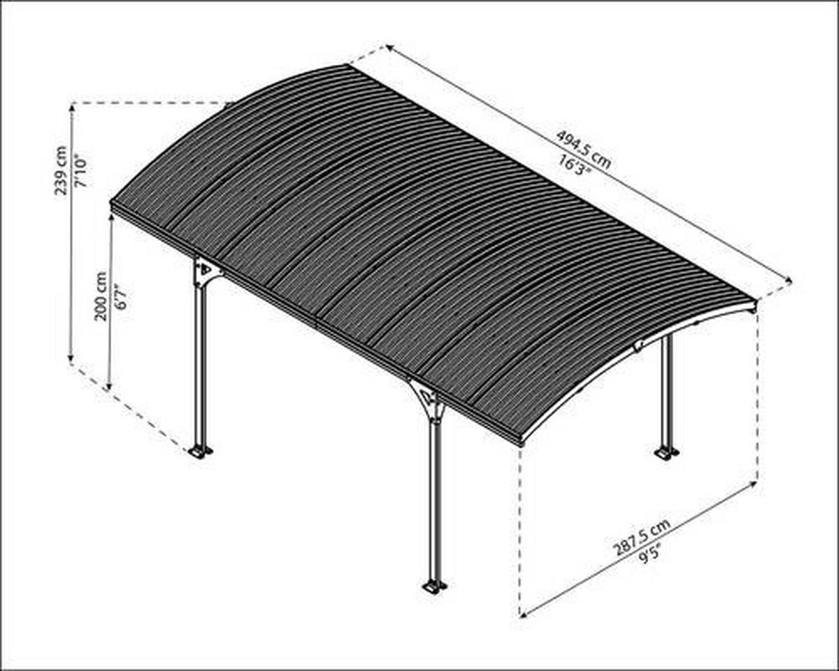 CARPORT 288/242/495 cm Aluminium  - Anthrazit/Bronzefarben, Basics, Kunststoff/Metall (288/242/495cm) - Ambia Garden
