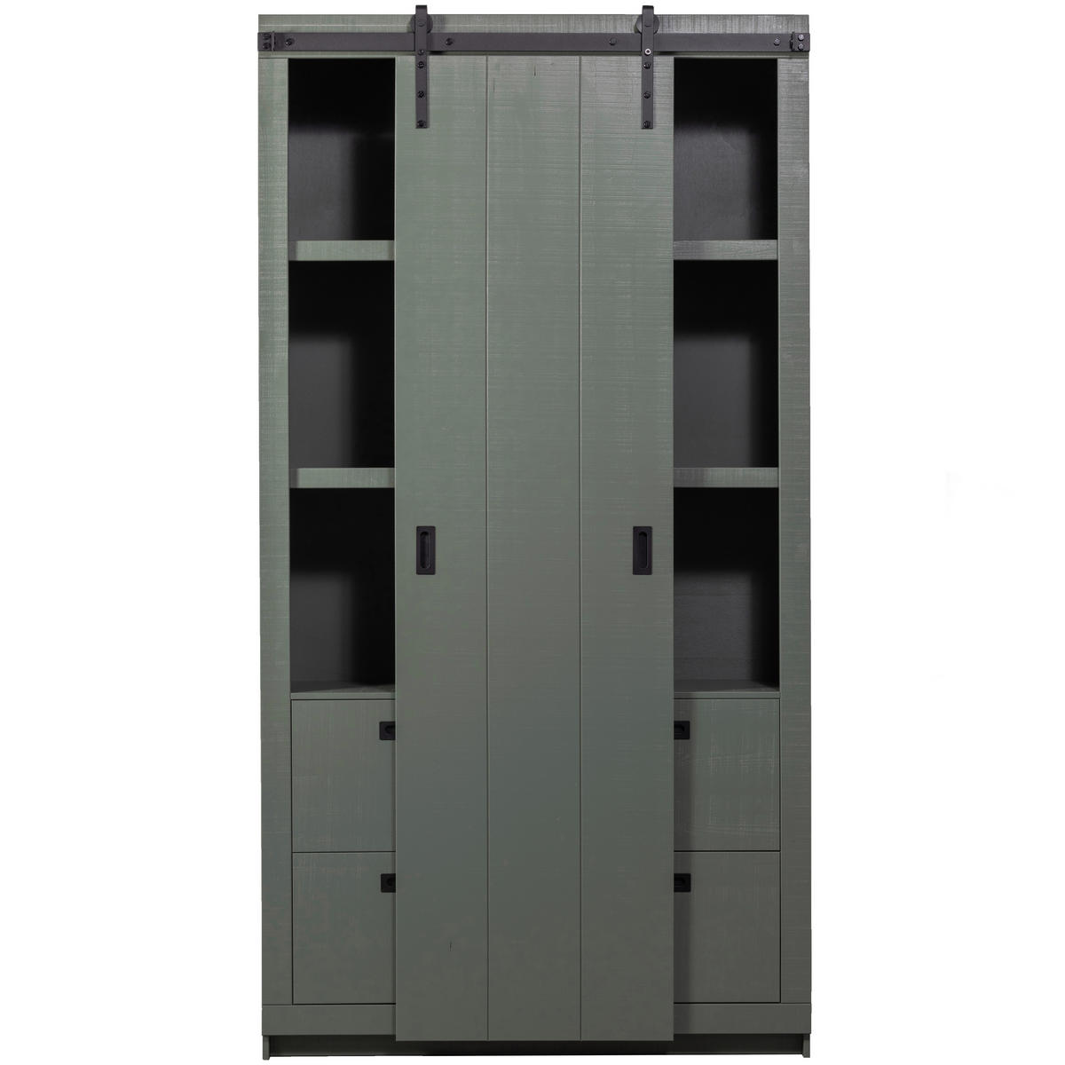 MEHRZWECKSCHRANK 122/230/37 cm  in Grün  - Schwarz/Grün, Design, Holz (122/230/37cm) - Livetastic