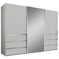 SCHWEBETÜRENSCHRANK in Weiss  - Chromfarben/Weiss, Design, Glas/Holzwerkstoff (300/236/67cm) - Novel