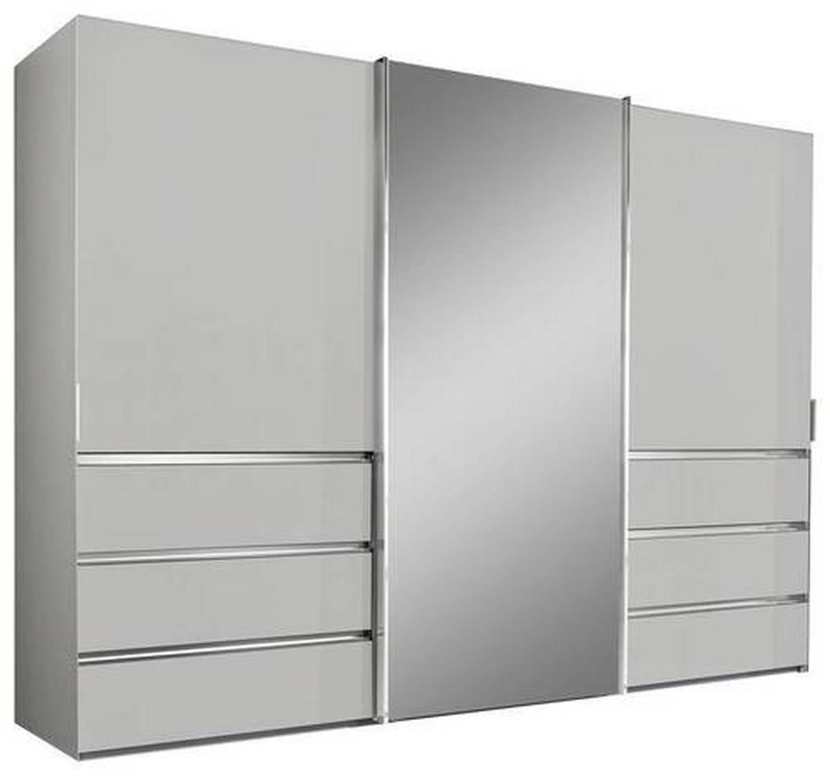 SCHWEBETÜRENSCHRANK in Weiss  - Chromfarben/Weiss, Design, Glas/Holzwerkstoff (300/236/67cm) - Novel