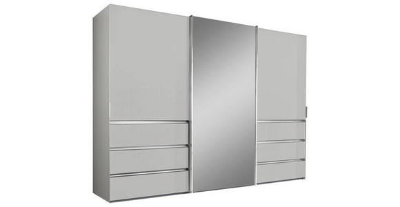 SCHWEBETÜRENSCHRANK 300/217/67 cm 3-türig Weiß - Chromfarben/Weiß, Design, Glas/Holzwerkstoff (300/217/67cm) - Novel