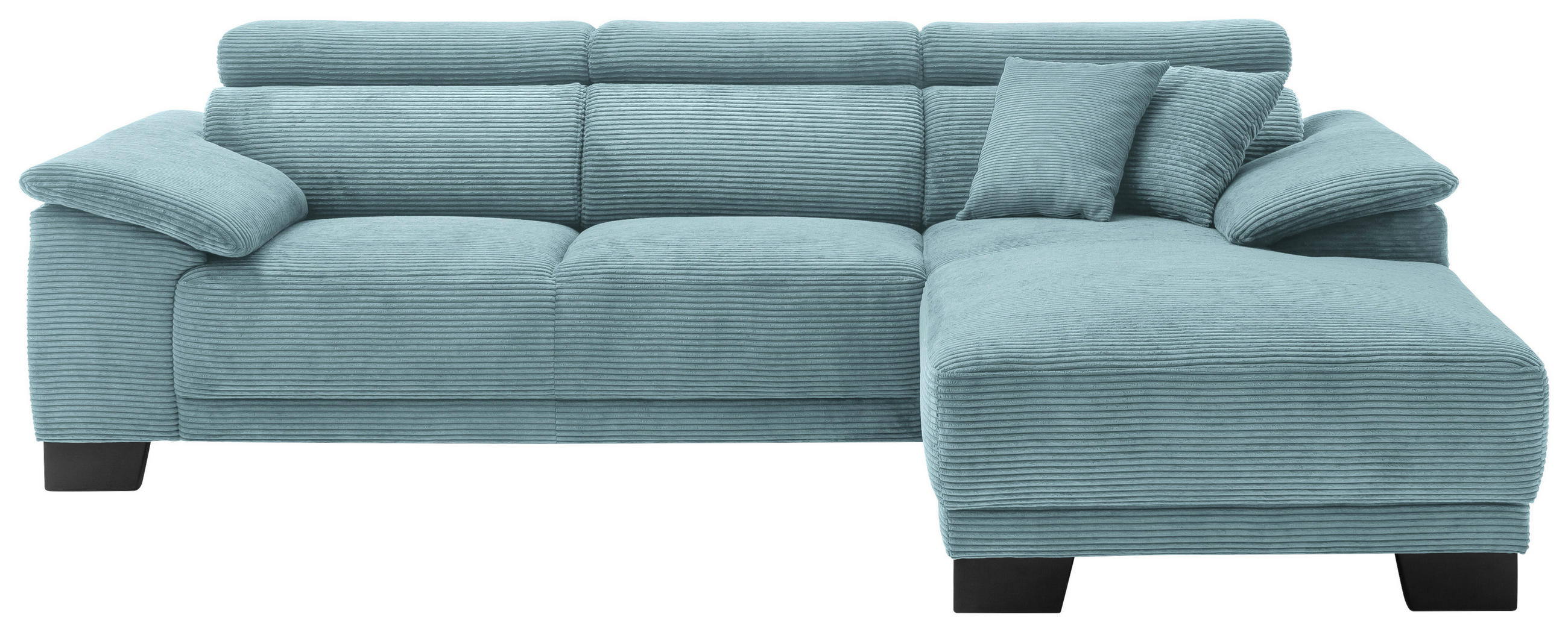 ECKSOFA in Cord Hellblau  - Schwarz/Hellblau, Design, Holz/Textil (270/174cm) - Pure Home Lifestyle