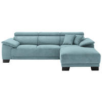 ECKSOFA in Cord Hellblau  - Schwarz/Hellblau, Design, Holz/Textil (270/174cm) - Pure Home Lifestyle