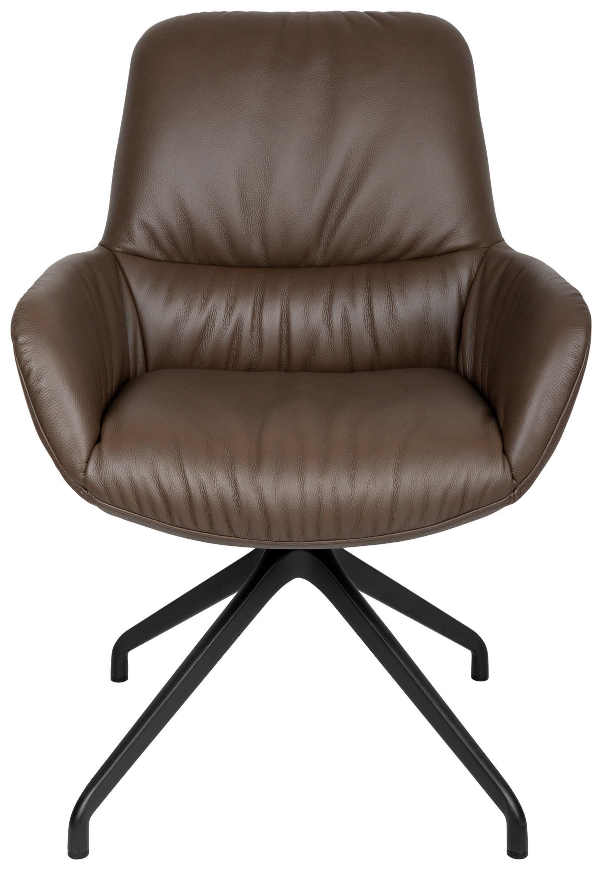 ARMLEHNSTUHL  in Aluminium, Eisen Echtleder pigmentiert  - Schwarz/Braun, Design, Leder/Metall (64/89/65cm) - Dieter Knoll
