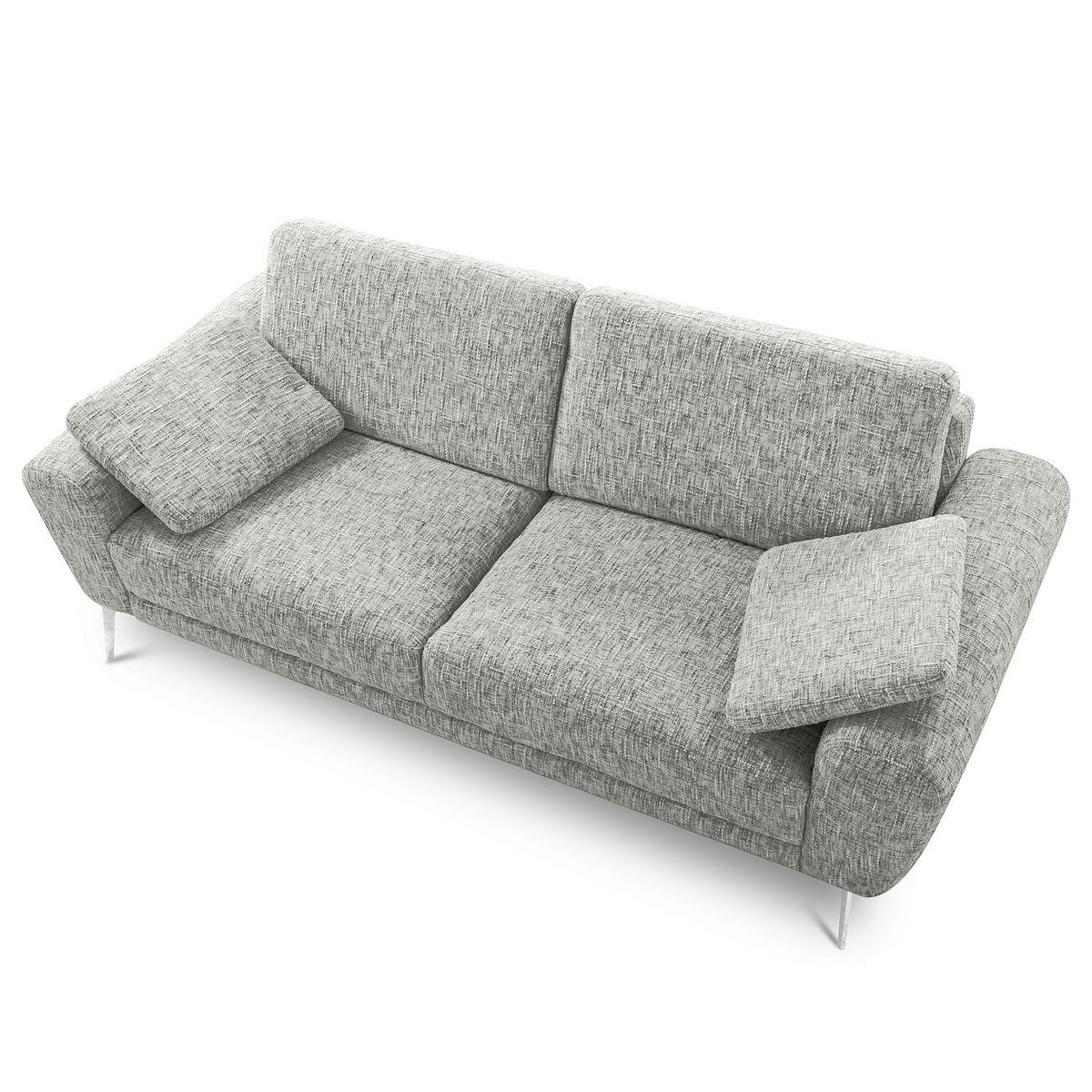 3-SITZER-SOFA Webstoff Grau  - Chromfarben/Grau, Design, Textil/Metall (187/85/92cm) - Livetastic