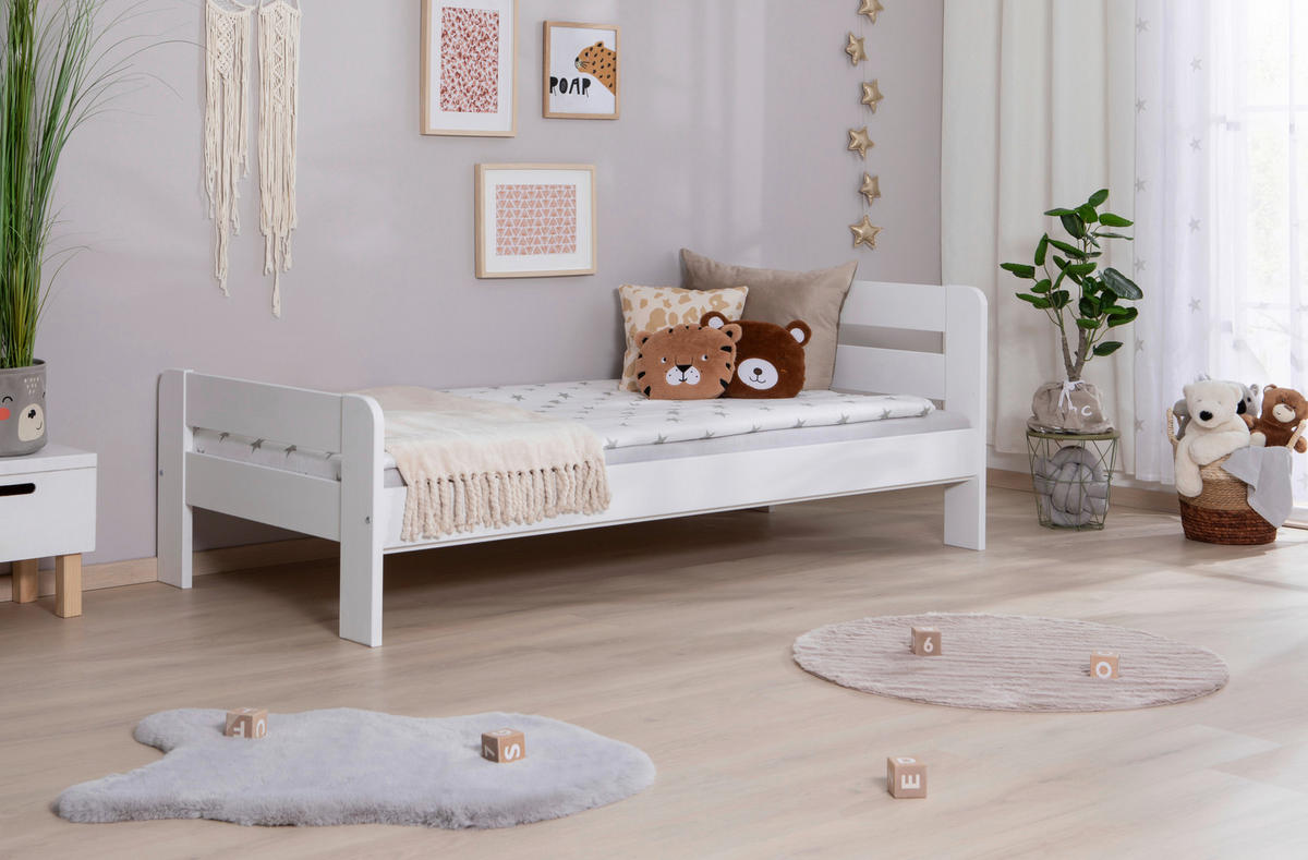 BETT 100/200 cm  Weiss   - Weiss/Naturfarben, Modern, Holz (100/200cm) - Livetastic