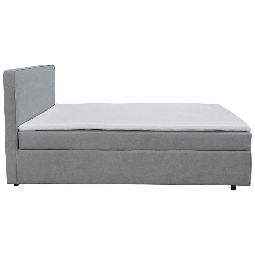 Thumbnail - Mid.you Boxbett, Grau, Textil, Birke, Hartholz, H3, Höhe ca. 17 cm, 140x200 cm, Bettkasten, Lattenrost, gepolstertes Kop...