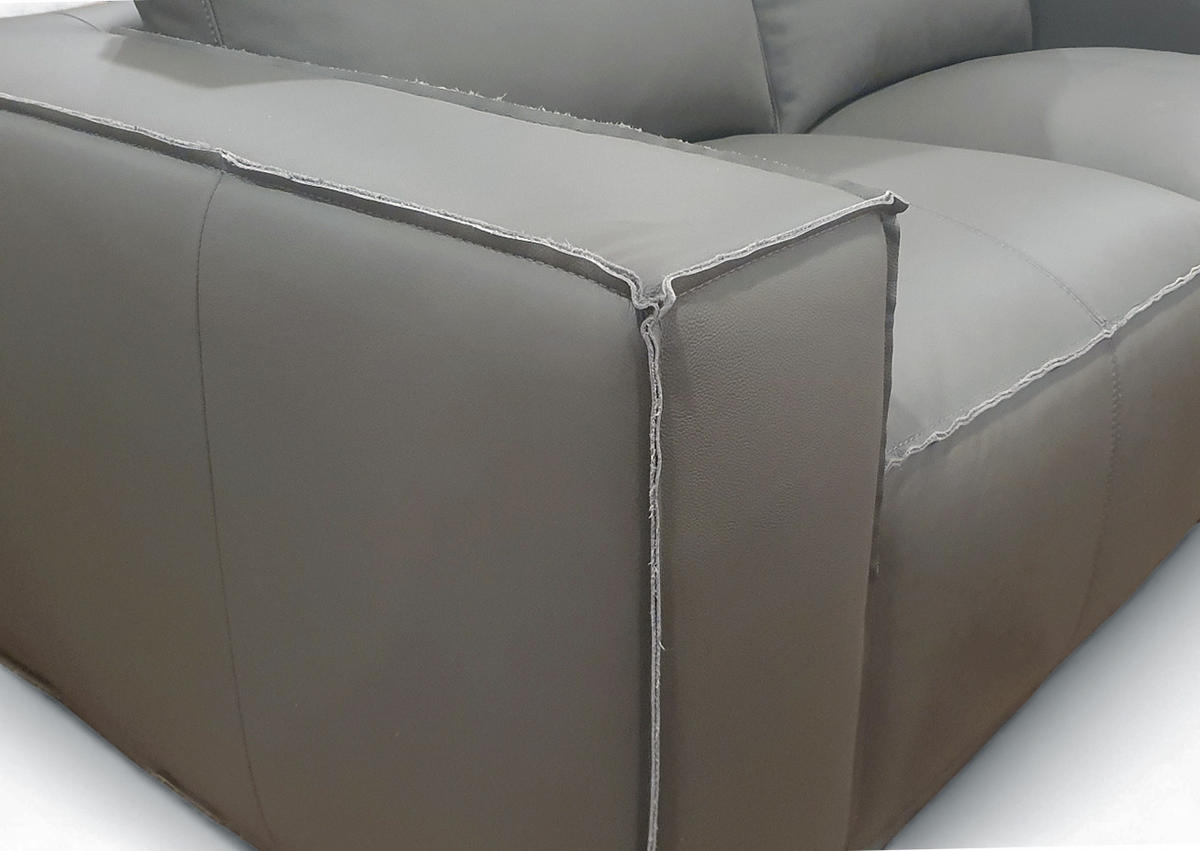 3-SITZER-SOFA VIVO Echtleder Anthrazit  - Anthrazit/Schwarz, Design, Leder/Kunststoff (236/76/96cm) - MID.YOU