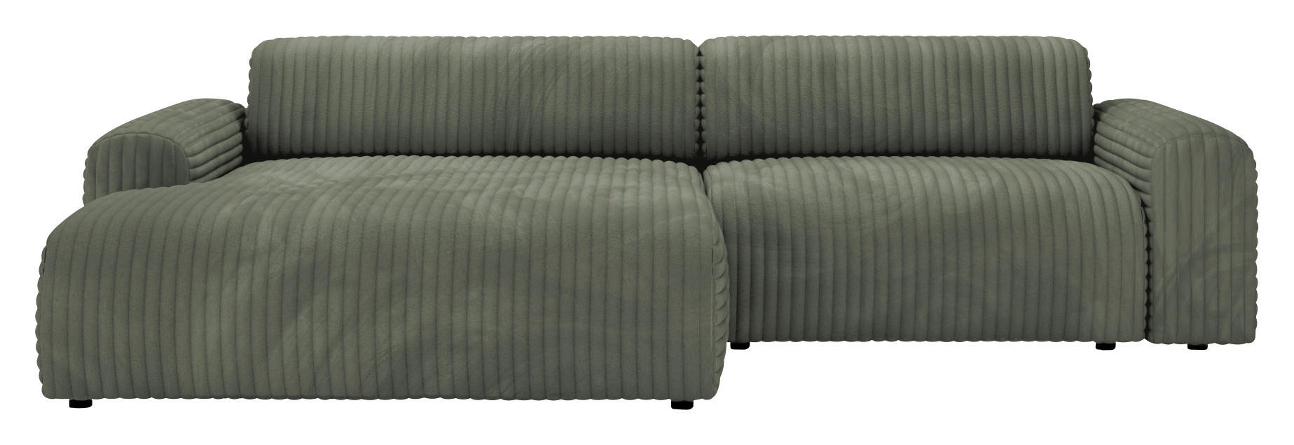 ECKSOFA Olivgrün Cord  - Schwarz/Olivgrün, Design, Kunststoff/Textil (178/292cm) - home24